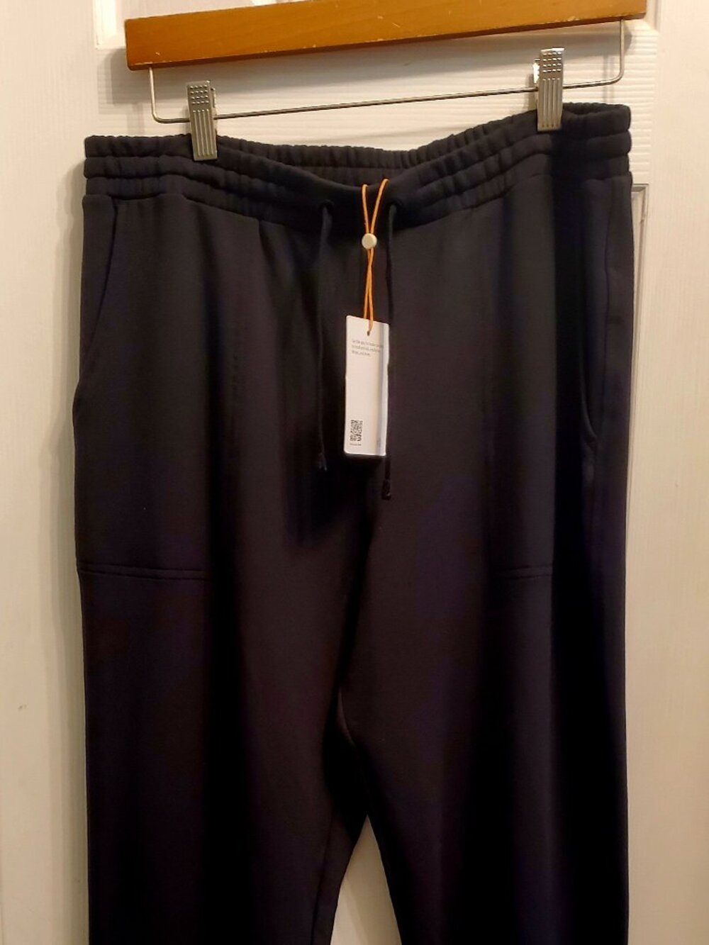 Quince NWT SuperSoft Black Fleece Joggers Modal Tencel Drawstring Size L